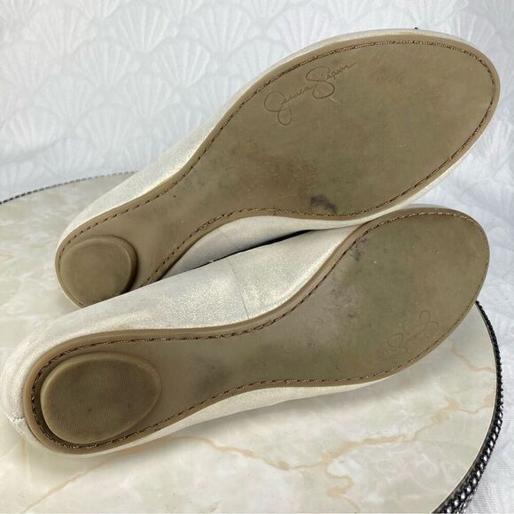 Jessica Simpson Matini Bow Ballet Flats Womens 7 Metallic Gold Ballerina Shoes - Picture 9 of 12